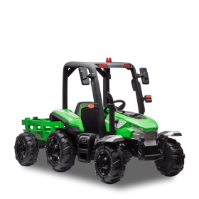 Tracteur enfant électrique agricole xl avec remorque Vert