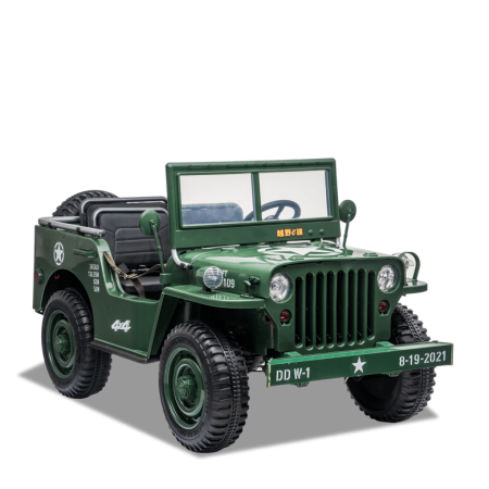 Voiture électrique enfant jeep willys 3 places 24V Vert