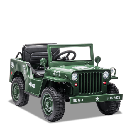 Voiture enfant électrique jeep willys 1 place Vert