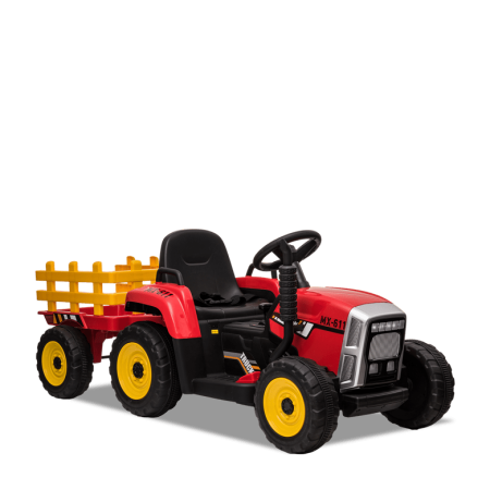 Tracteur électrique enfant avec remorque Rouge